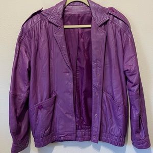 Vintage Purple Genuine Leather bomber jacket